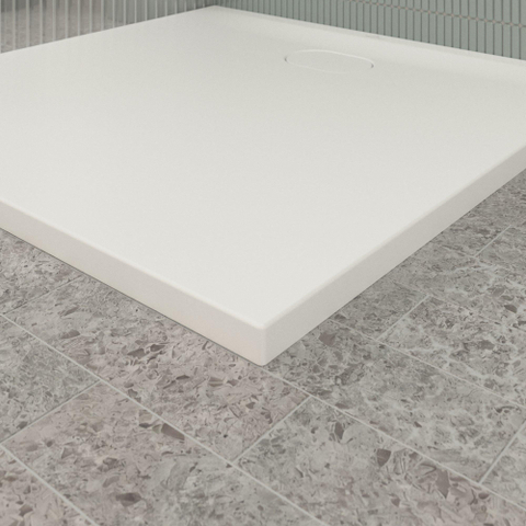 Villeroy & Boch Ecora douchebak - 100x100x3.5cm - afvoer korte zijde - stone white (wit) SW1558927