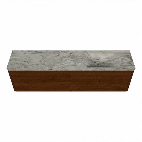Mondiaz CIRO-DLUX Badkamermeubelset - 190x45x50cm - Solid surface wastafel Glace - 1 wasbak Rechts - 1 kraangat - 4 lades - Ruby SW1531578