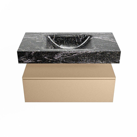 Mondiaz ALAN-DLUX Ensemble de meuble - 90cm - meuble Oro mat - 1 tiroir - Lavabo Cloud Lava suspendu - vasque Centre - 1 trou de robinet SW808733