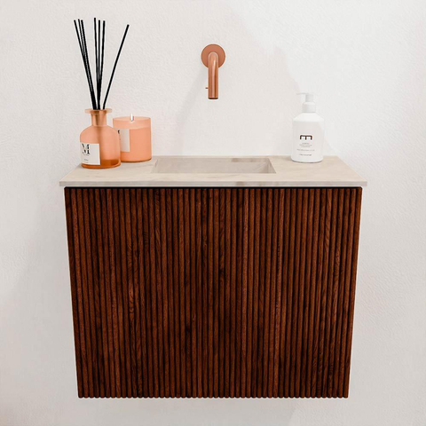 Mondiaz JOYA-DLUX Meuble de salle de bains 50cm - couleur Ruby - Vasque FAYE position Milieu Sans trou de robinet couleur Frappe SW1423465