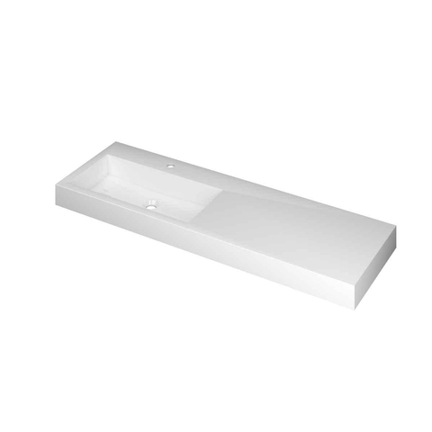 Ink Momento wastafel - 140x45x9cm - wasbak links - 1 kraangat - polystone - glans wit SW798355