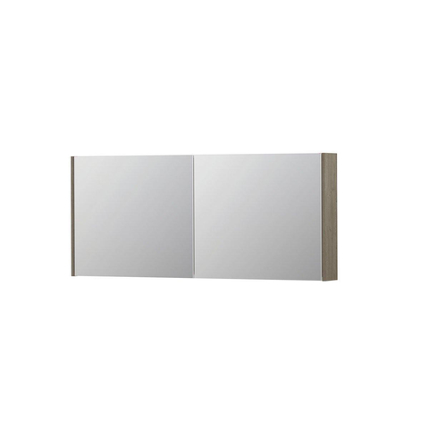 INK SPK1 spiegelkast – 140x60x14 cm – 2 deuren, dubbelzijdige spiegeldeuren – Greige eiken SW493878