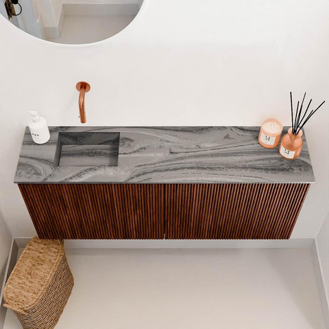 Mondiaz JOYA-DLUX 100cm toiletmeubel - kleur Ruby - Wastafel FAYE positie Links Zonder kraangat kleur Sombra. SW1425687
