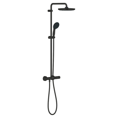 Grohe Vitalio Start 250 Regendoucheset - hoofddouche 25cm - ronde handdouche - 2 straalsoorten - met douchethermostaat - matte black (mat zwart) SW1126877