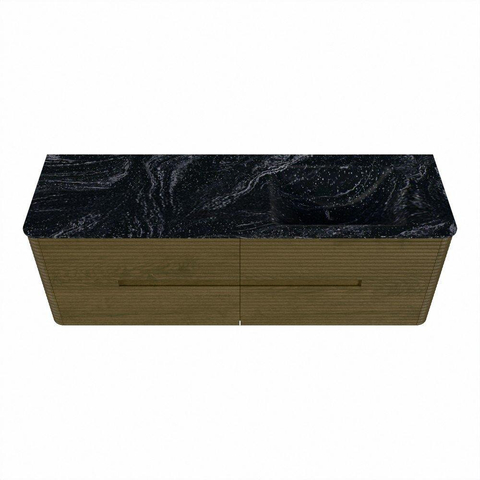 Mondiaz CIRO-DLUX Meuble de salle de bains - 150x45x50cm - Vasque solid surface Lava - 1 lavabo à droite - 1 trou pour robinet - 4 tiroirs - Dusk SW1533048
