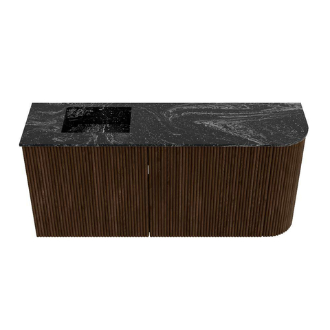 Mondiaz JOYA-DLUX 91.6cm toiletmeubel - ronding rechts kleur Walnut - Wastafel FAYE positie Links Zonder kraangat kleur Lava. SW1422472
