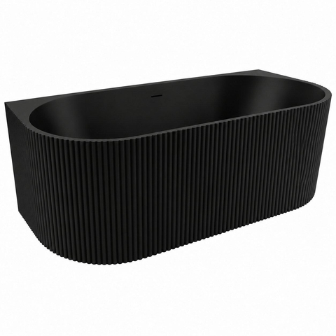 Zeza Nuo Baignoire Demi-Îlot - 170x80x58cm - nervuré - avec vidage - noir mat SW1408466