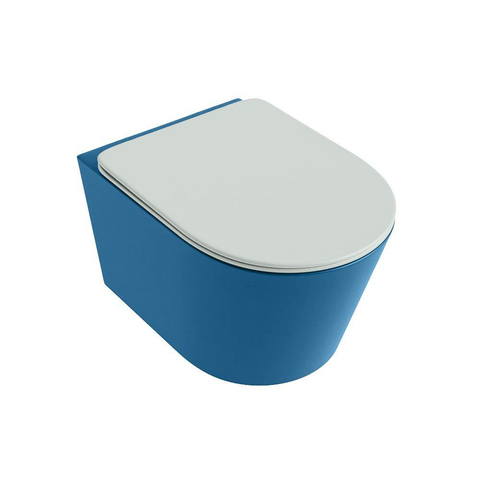 Mondiaz LAVIE hangtoilet – spoelrandloos – 36 x 53 cm – met softclose zitting – Jeans (blauw), zitting Greey (lichtgroen/grijs) SW1208675
