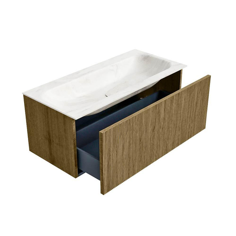 Mondiaz KURVE-DLUX Ensemble de meuble de salle de bains - 100x46x40cm - 1 tiroir - lavabo solid surface - centre - sans trou de robinet - Dusk SW1415141