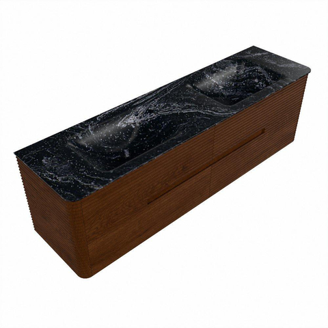 Mondiaz CIRO-DLUX Badkamermeubelset - 170x45x50cm - Solid surface wastafel Lava - 2 wasbak Dubbel - zonder kraangaten - 4 lades - Ruby SW1531626