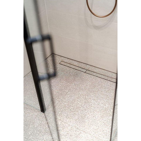 Easy Drain Modulo TAF low caniveau de douche - 80x6.7cm - avec bride de sol - Siphon: 30mm - inox brossé SW68924