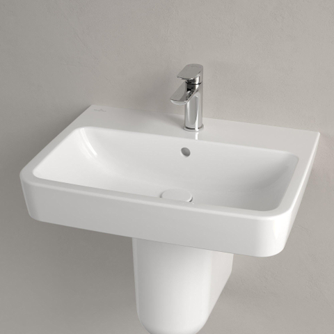 Villeroy & Boch O.novo wastafel - 60x46x17.5cm Rechthoek - 1 kraangat - met overloopgat CeramicPlus - White Alpine (glans wit) SW702126