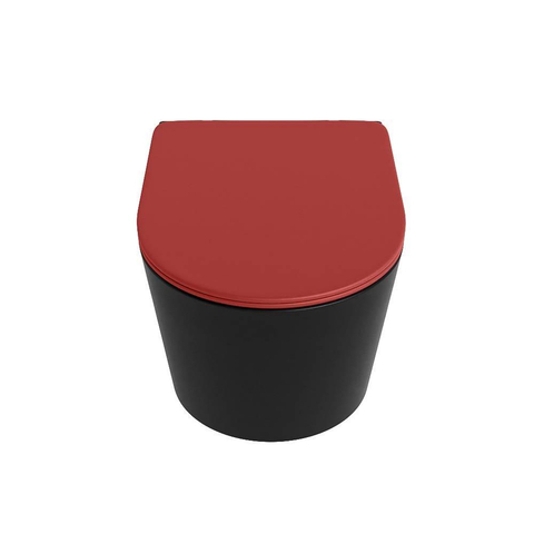 Mondiaz LAVIE WC suspendu – sans bride – 36 x 53 cm – avec abattant softclose – Urban (noir), abattant Fire (rouge) SW1208668