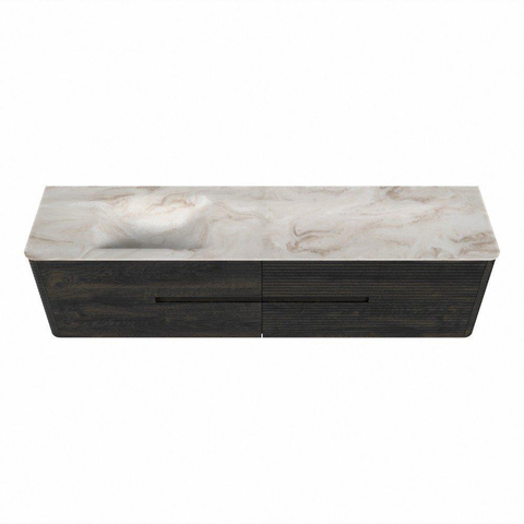 Mondiaz CIRO-DLUX Meuble de salle de bains - 190x45x50cm - plan vasque solid surface Frappe - 1 lavabo à gauche - sans trous de robinet - 4 tiroirs - Shadow SW1532186