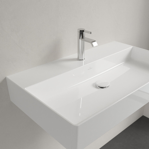 Villeroy & Boch memento 2.0 wastafel - voor handdoekhouders - 80x47cm - zonder overloop - 1 kraangat CeramicPlus - White Alpine (glans wit) SW358450