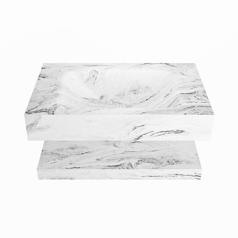 Mondiaz ALAN-DLUX Ensemble de meuble - 70cm - meuble Glace mat - 0 tiroirs - Lavabo Cloud Glace suspendu - vasque Centre - 0 trous de robinet SW809004