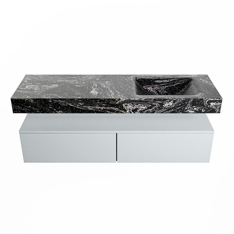 Mondiaz ALAN-DLUX Ensemble de meuble - 150cm - meuble Clay mat - 2 tiroirs - Lavabo Cloud Lava suspendu - vasque Droite - 1 trou de robinet SW808522