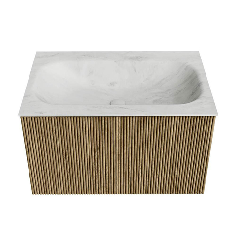 Mondiaz KURVE-DLUX Badkamermeubelset - 70x46x40cm - 1 lade - wastafel solid surface - midden - 1 kraangat - Dusk SW1415051