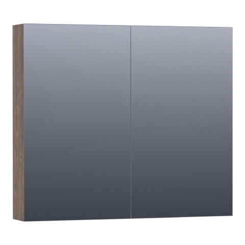 BRAUER Impress spiegelkast – 80x70x15 cm – 2 deuren, dubbelzijdige spiegeldeuren – Grove (noten) SW393055
