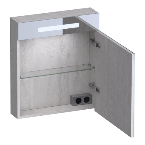 BRAUER Promise armoire de toilette – 59 x 70 x 15 cm – LED directe en haut – ouverture à droite – Forest Seashell SW1203715