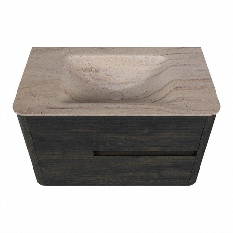 Mondiaz CIRO-DLUX Badkamermeubelset - 80x45x50cm - Solid surface wastafel Saba - 1 wasbak Midden - 1 kraangat - 2 lades - Shadow SW1532736