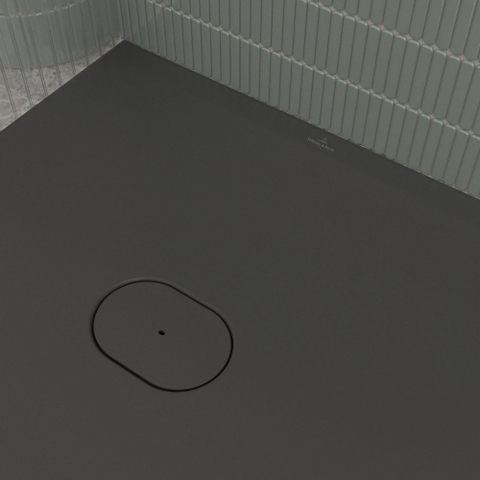 Villeroy & Boch Ecora douchebak - 170x80x4.5cm - afvoer korte zijde - anthracite (antraciet) SW1558963