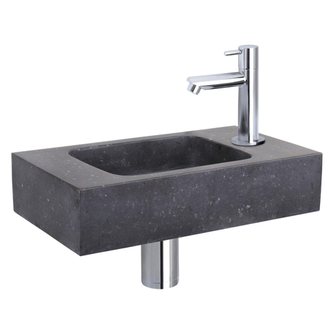 Differnz Force fonteinset – 40x22x9 cm – natuursteen zwart – rechte chromen kraan SW373178