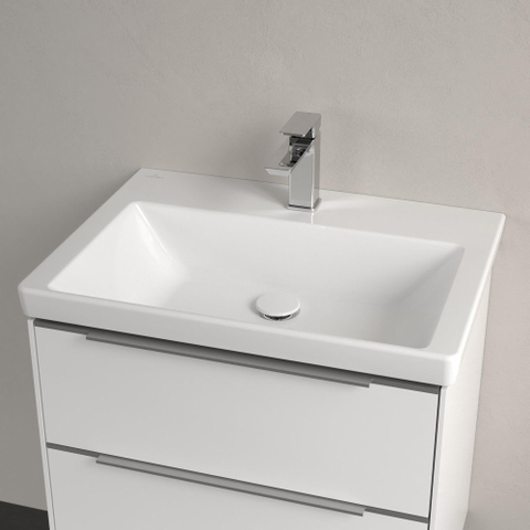 Villeroy & Boch Subway 3.0 meubelwastafel - 65x47x16.5cm Rechthoek - 1 kraangat - zonder overloopgat Ceramic - White Alpine (glans wit) SW702148