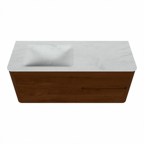 Mondiaz CIRO-DLUX Badkamermeubelset - 120x45x50cm - Solid surface wastafel Opalo - 1 wasbak Links - 1 kraangat - 2 lades - Ruby SW1531636