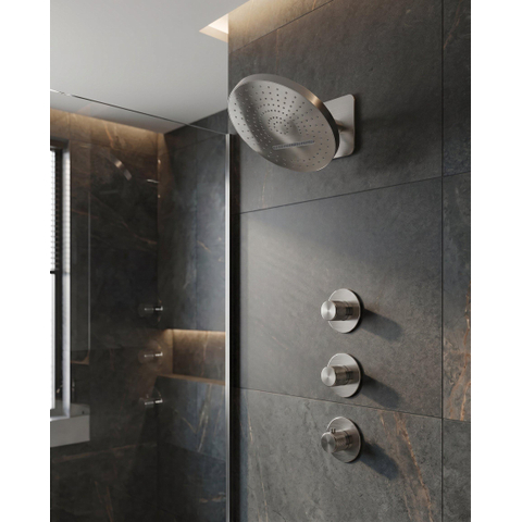 Uniforma ensemble de douche pluie encastré – thermostatique – douche de tête Ø 32 cm avec cascade – sans douchette – inox brossé SW1577868
