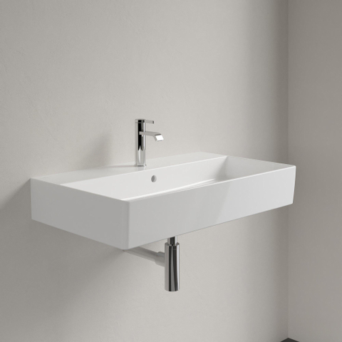 Villeroy & Boch memento 2.0 wastafel - voor handdoekhouders - 80x47cm - met overloop - 1 kraangat CeramicPlus - White Alpine (glans wit) SW336023