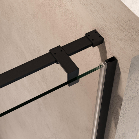 BRAUER Stellar Porte de niche - 2 pièces - 160x200cm - porte battante - revêtement de verre - réversible - verre clair - noir mat SW1418080