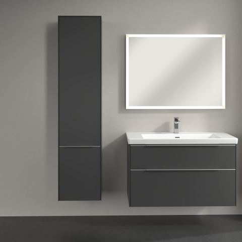 Villeroy & Boch Subway 3.0 kast hoog - 171x40cm - 2 deur - 1 schap links - Graphite (grijs) SW641539