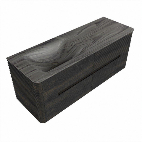 Mondiaz CIRO-DLUX Meuble de salle de bains - 130x45x50cm - Vasque en solid surface Sombra - 1 bassin à gauche - sans trous de robinet - 4 tiroirs - Shadow SW1532766
