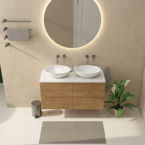 Saniclass Holz Atelier Badkamermeubelset - 120x45x63cm - Dia marmeren wastafelblad gepolijst (wit) - zonder kraangat - 4 lades - mat eiken natural (hout) SW1478356