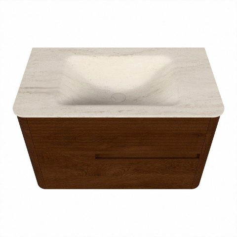 Mondiaz CIRO-DLUX Badkamermeubelset - 80x45x50cm - Solid surface wastafel Meli - 1 wasbak Midden - 1 kraangat - 2 lades - Ruby SW1531763