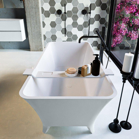 MONDIAZ LUNDY Baignoire îlot - 170x75cm - Argile/talc SW491578