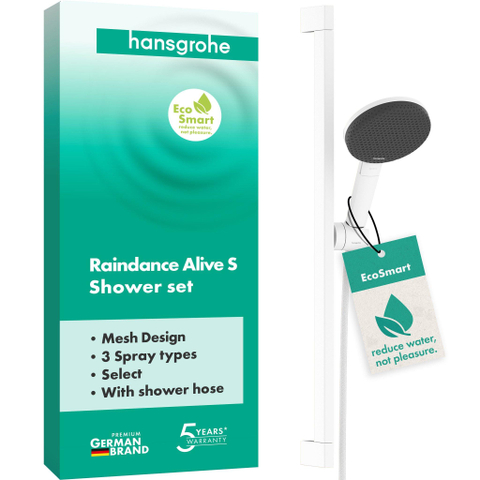 Hansgrohe Raindance alive Sel.S - 125 - 3jet - ecosmart - doucheset - 65cm - mat wit SW1388052