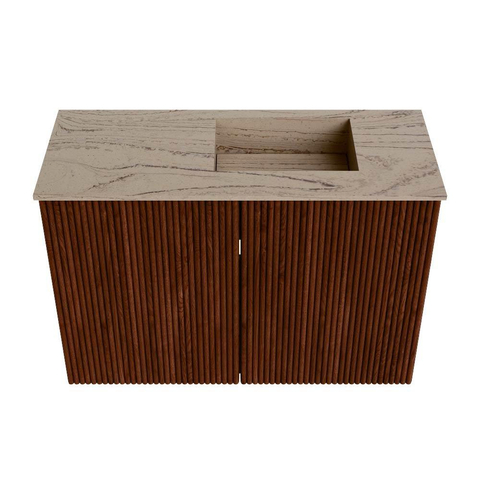 Mondiaz JOYA-DLUX 60cm meuble de salle de bains - couleur Ruby - Vasque FAYE position Droite 1 trou de robinet couleur Arena. SW1425256