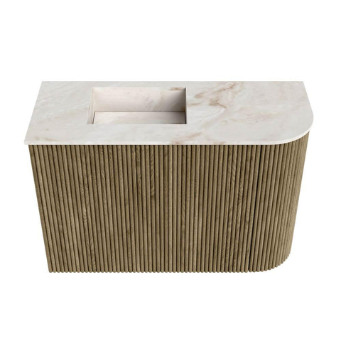 Mondiaz JOYA-DLUX Meuble de toilette 61,6cm - arrondi droit couleur Dusk - Vasque FAYE position Gauche 1 trou de robinet couleur Frappe. SW1423092