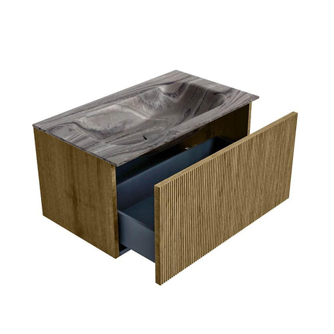 MONDIAZ KURVE-DLUX Meuble de salle de bains 80cm couleur Dusk avec 1 tiroir et 0 porte. Lavabo BIG SMALL Central sans trou de robinet Sombra. SW1433838