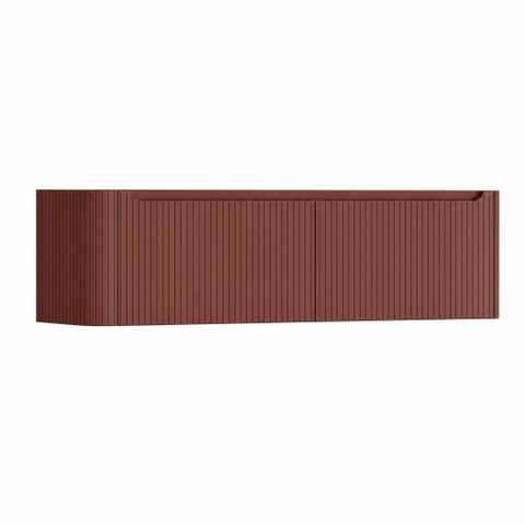 H&R Badmeubelen Juice Wastafelonderkast - 160x45x40cm - linkerhoek afgerond - 3D-front - 2 lades - geïntegreerde greep - terra mat SW1260334
