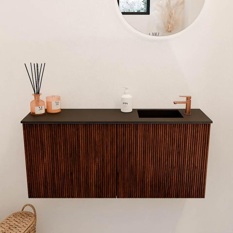 Mondiaz JOYA 90cm toiletmeubel - kleur Ruby - Wastafel FAYE positie Rechts 1 kraangat kleur Urban. SW1421810