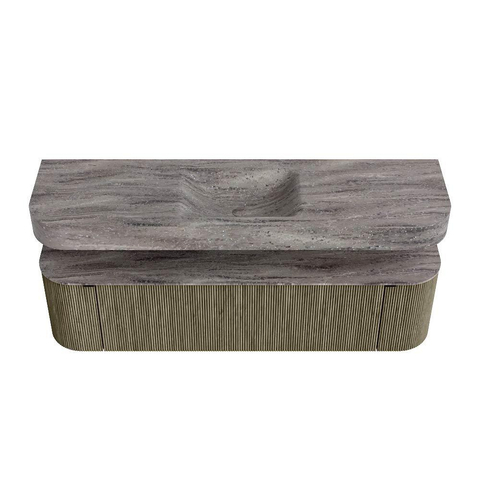 MONDIAZ THOR-DLUX 170cm meuble de salle de bains arrondi gauche + droite couleur Shadow avec 1 tiroir et 2 portes. Vasque suspendue CLOUD Milieu sans trou de robinet couleur Oza. SW1467689