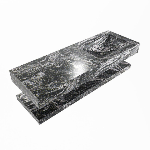 Mondiaz ALAN-DLUX Ensemble de meuble - 130cm - meuble Lava mat - 0 tiroirs - Lavabo Cloud Lava suspendu - vasque Droite - 0 trous de robinet SW809338