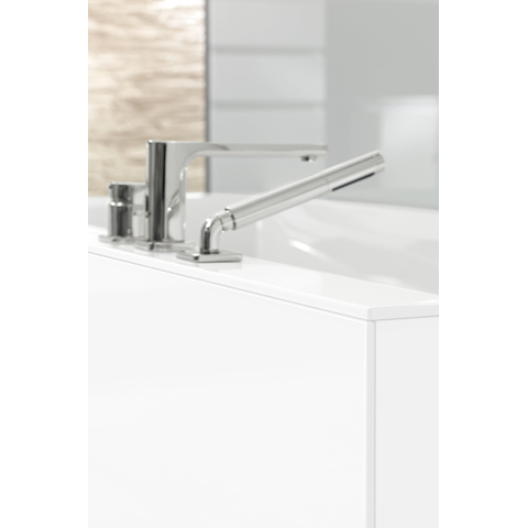 Villeroy & Boch Squaro edge 12 kunststof bad quaryl rechthoekig - vrijstaand - 180x80x45cm - inclusief paneel en afvoer /overloopcombinatie - glans wit 0942250