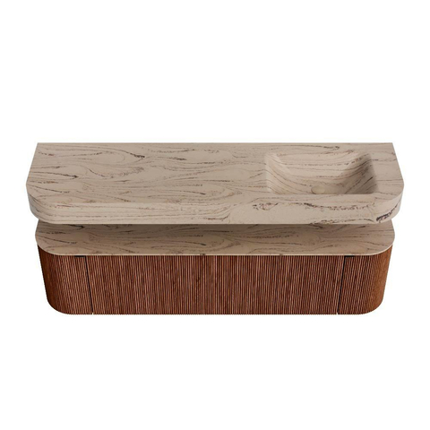 MONDIAZ THOR-DLUX Meuble de salle de bains 170cm arrondi gauche + droite couleur Ruby avec 1 tiroir et 2 portes. Vasque suspendue CLOUD Droite sans trou de robinet couleur Arena. SW1465822