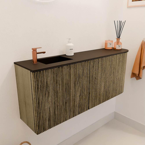 Mondiaz JOYA 101.6cm toiletmeubel - ronding rechts kleur Dusk - Wastafel FAYE positie Links 1 kraangat kleur Urban. SW1421686