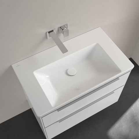 Villeroy & Boch Subway 3.0 meubelwastafel - zonder kraangat - zonder overloop - 80x47x16.5cm CeramicPluswit - White Alpine (glans wit) SW702153