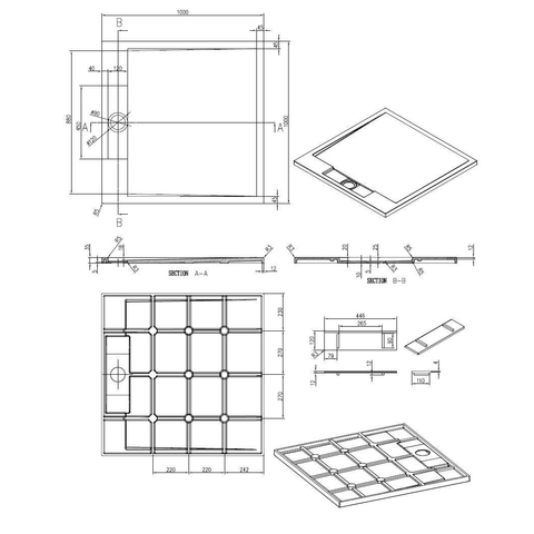 Best Design Decent douchebak Just Solid 100x100x3,5cm wit mat SW279937